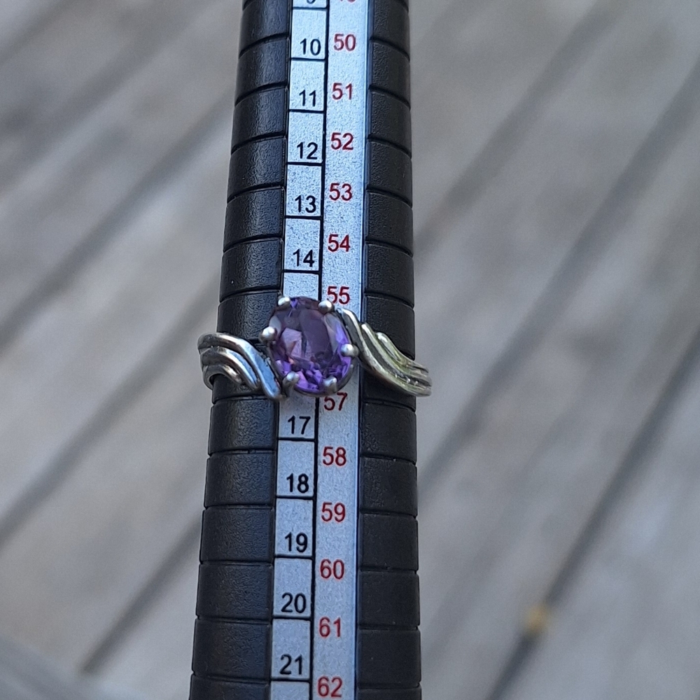 Southwestern Amethyst Ring 'PGR', Retro Style Sz 8 Marked "Sterling" VTG - Picture 10 of 11